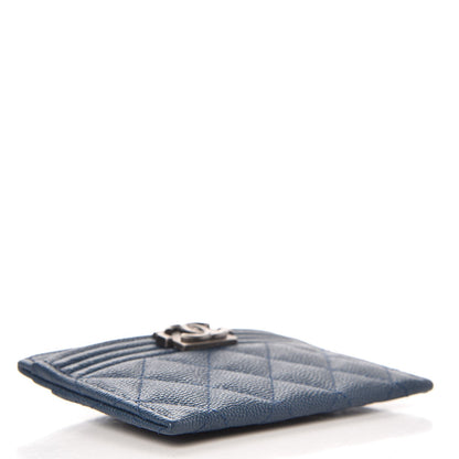 Chanel Caviar Quilted Boy Card Holder Blue 4 of 9