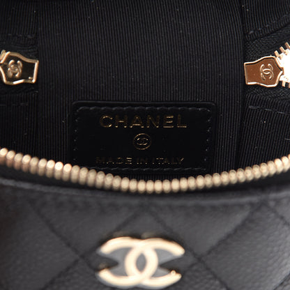 Chanel Caviar Quilted Small Handle With Care Vanity Case With Chain Black 6 of 9