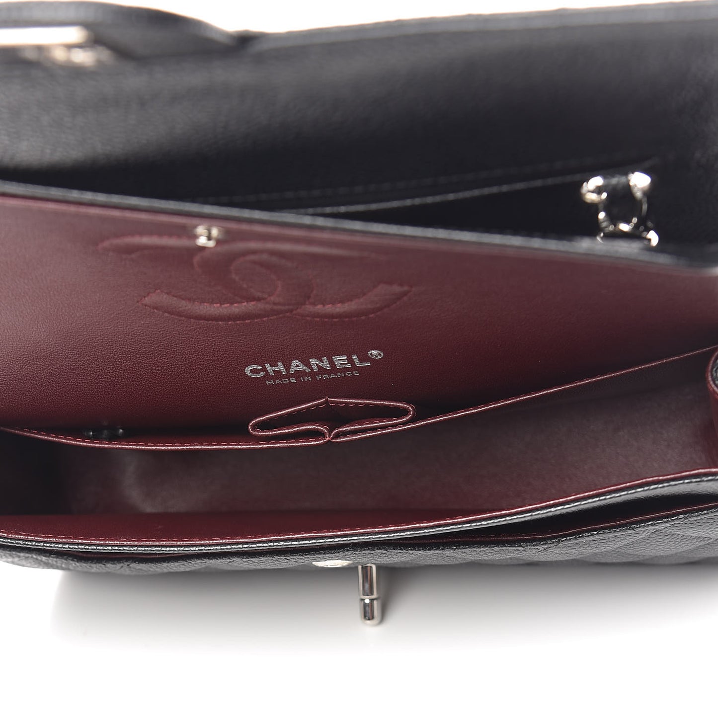 Caviar Quilted Medium Double Flap Black