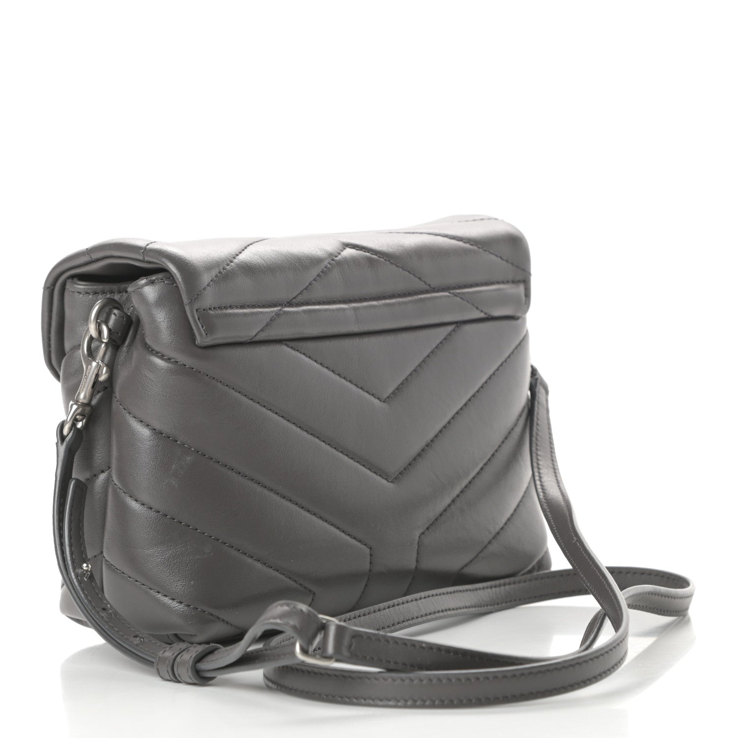 Saint Laurent Calfskin Y Quilted Monogram Toy Loulou Crossbody Bag Storm 4 of 18