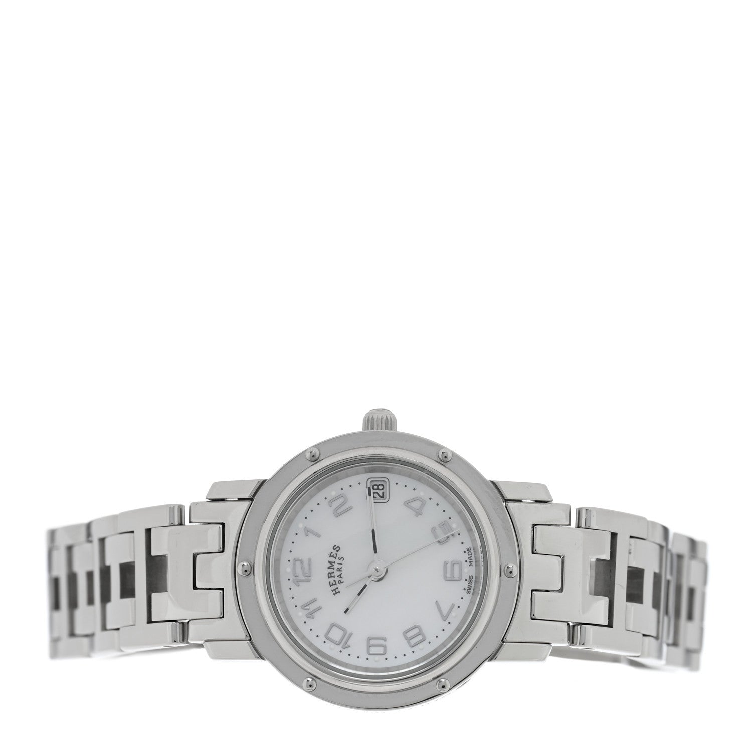 Hermes Stainless Steel 24mm Clipper Quartz Watch White 2 of 4