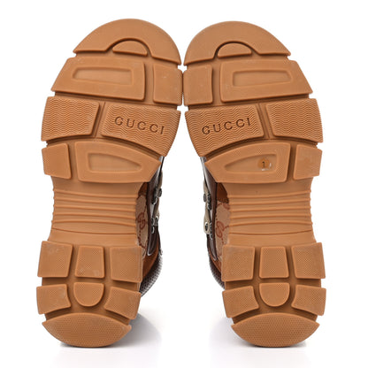 Gucci X SEGA Suede Calfskin GG Monogram Mens Flashtrek High-Top Sneakers 7 New Cuir Beige Ruggine 5 of 8