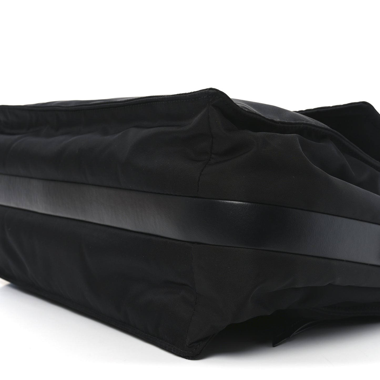 Re-Nylon Vitello Padded Large Flap Shoulder Bag Black