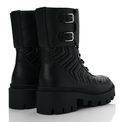 Gucci Nappa Frances GG Matelasse Platform Combat Boots 39 Black 4 of 7