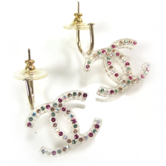 Translucent Resin Crystal CC Earrings Multicolor