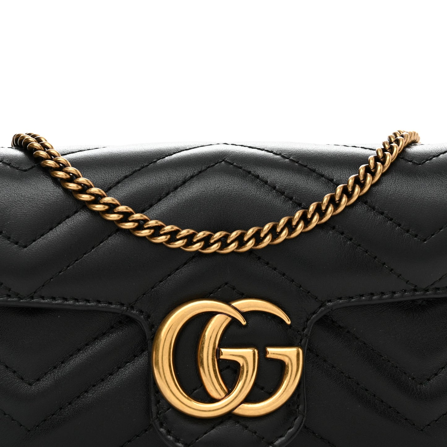 Calfskin Matelasse Super Mini GG Marmont Shoulder Bag Black
