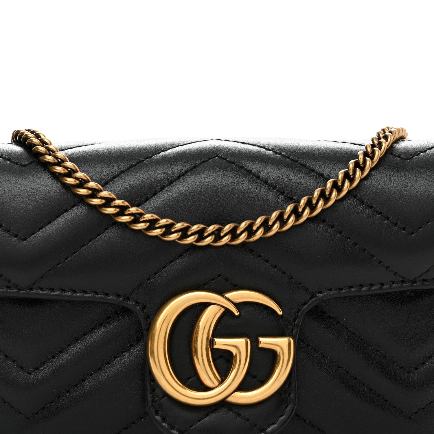 Gucci Calfskin Matelasse Super Mini GG Marmont Shoulder Bag Black 8 of 11