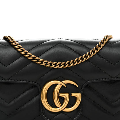 Gucci Calfskin Matelasse Super Mini GG Marmont Shoulder Bag Black 8 of 11