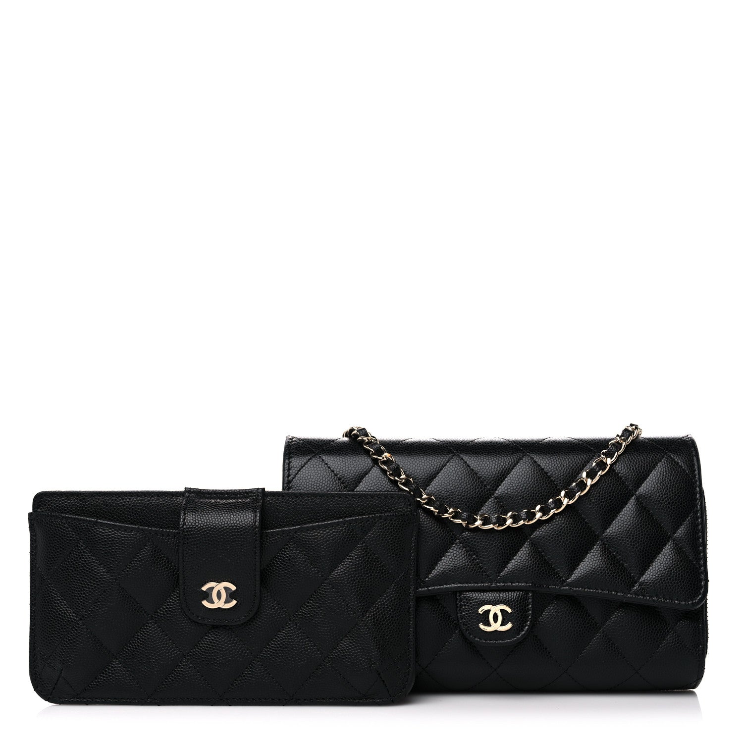 Chanel Caviar Quilted Phone Holder Wallet on Removable Chain Black 1 of 14