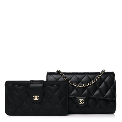 Chanel Caviar Quilted Phone Holder Wallet on Removable Chain Black 1 of 14