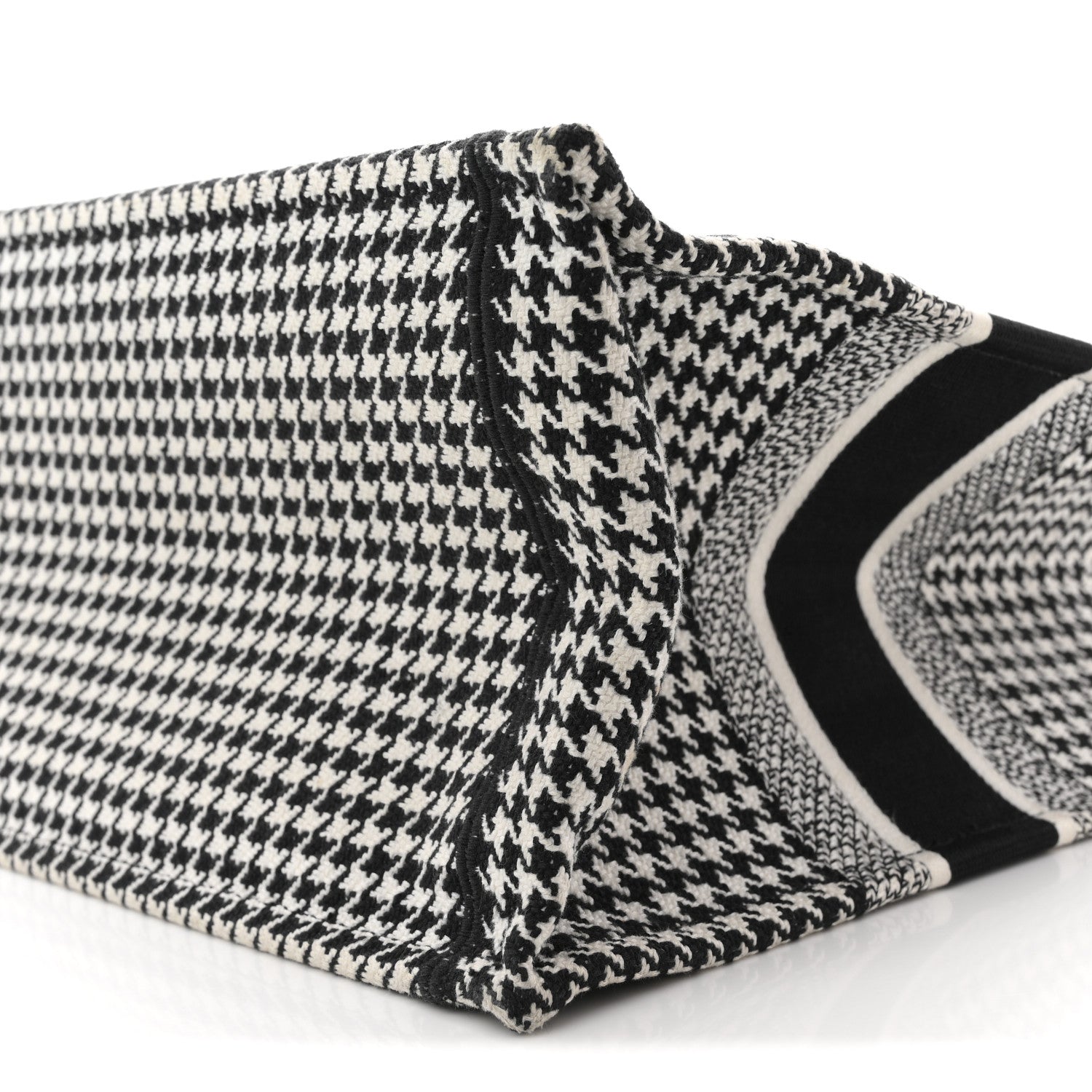 Christian Dior Canvas Houndstooth Embroidered Medium Book  Black White 10 of 14