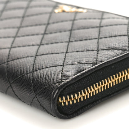 Prada Saffiano Quilted Zip Around Wallet Black 9 of 9
