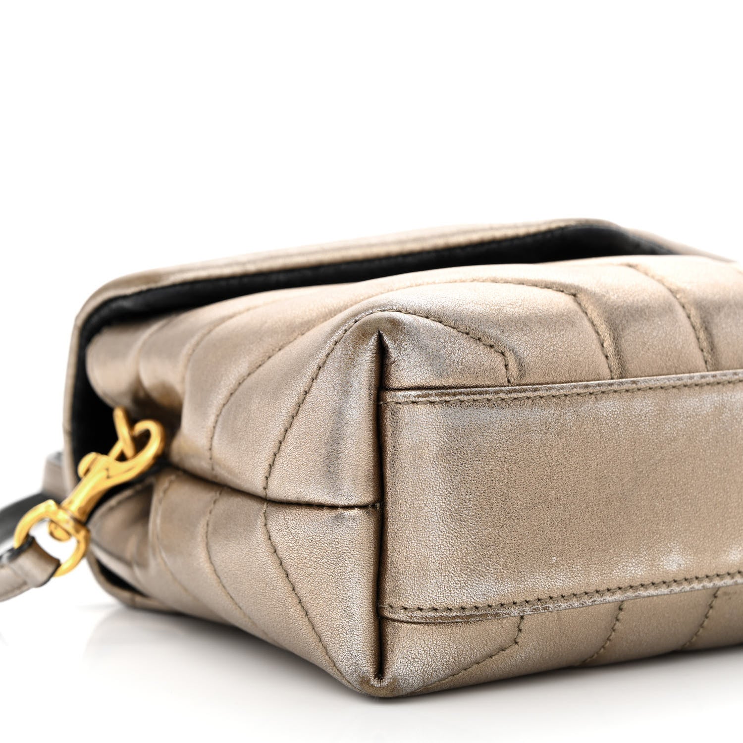 Saint Laurent Metallic Calfskin Y Quilted Monogram Toy Loulou Crossbody Bag Piombo 11 of 13