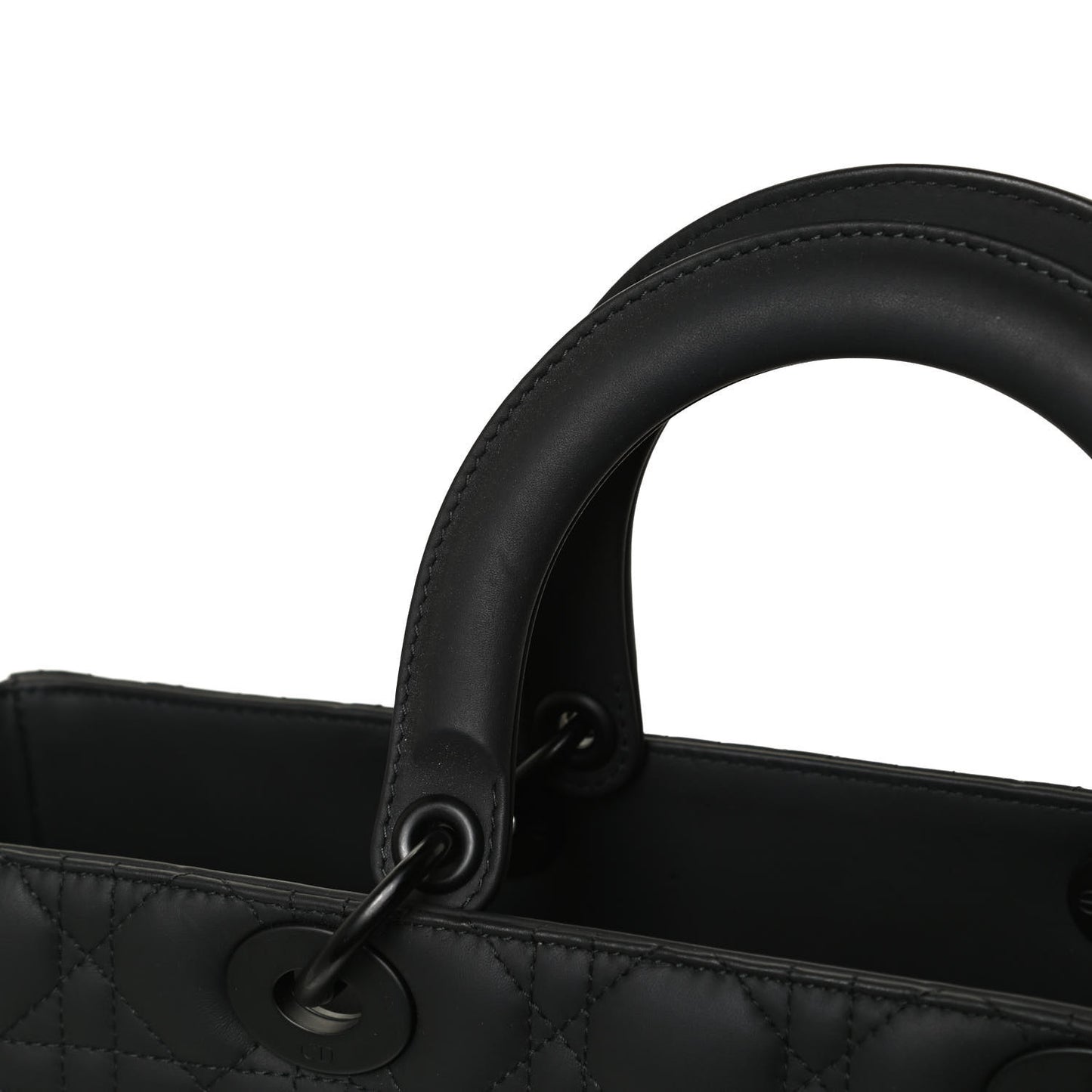 Ultra Matte Calfskin Cannage Large Lady Dior Black