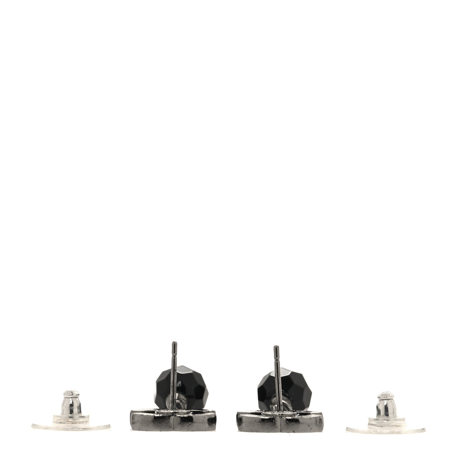 Chanel Beaded CC Drop Earrings Ruthenium Black 3 of 4