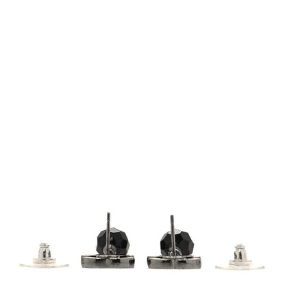 Chanel Beaded CC Drop Earrings Ruthenium Black 3 of 4