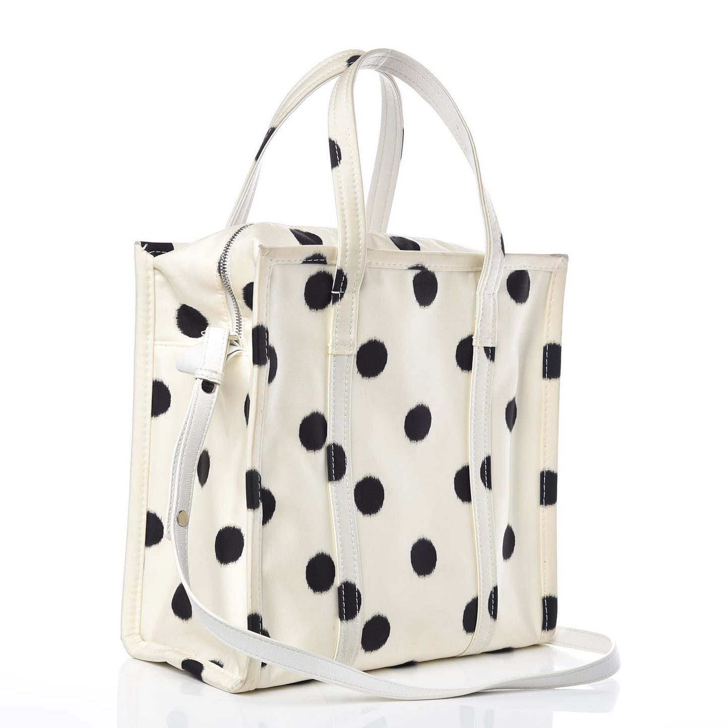 Silk Polka Dot S Bazar Shopper Tote White Black