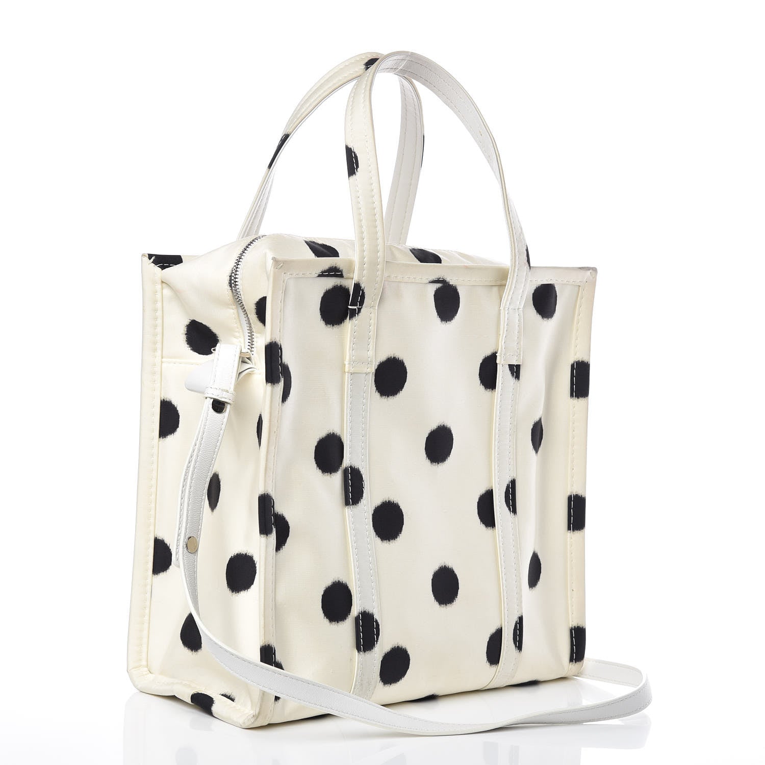 Balenciaga Silk Polka Dot S Bazar Shopper Tote White Black 3 of 18