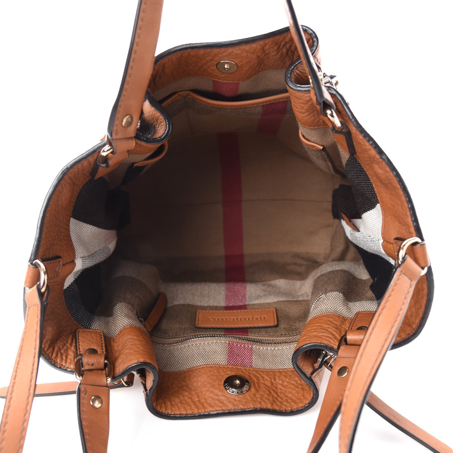 Burberry Brit Calfskin House Check Medium Maidstone Saddle Brown 5 of 11