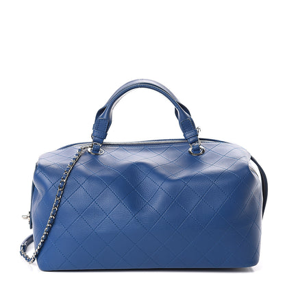Chanel Calfskin Stitched Large Bowling Bag Blue 1 of 8