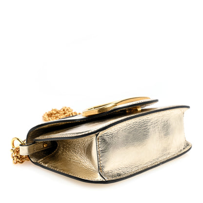 Valentino Garavani Metallic Crackle Effect Calfskin Vlogo Small Loco Shoulder Bag Platino 4 of 9