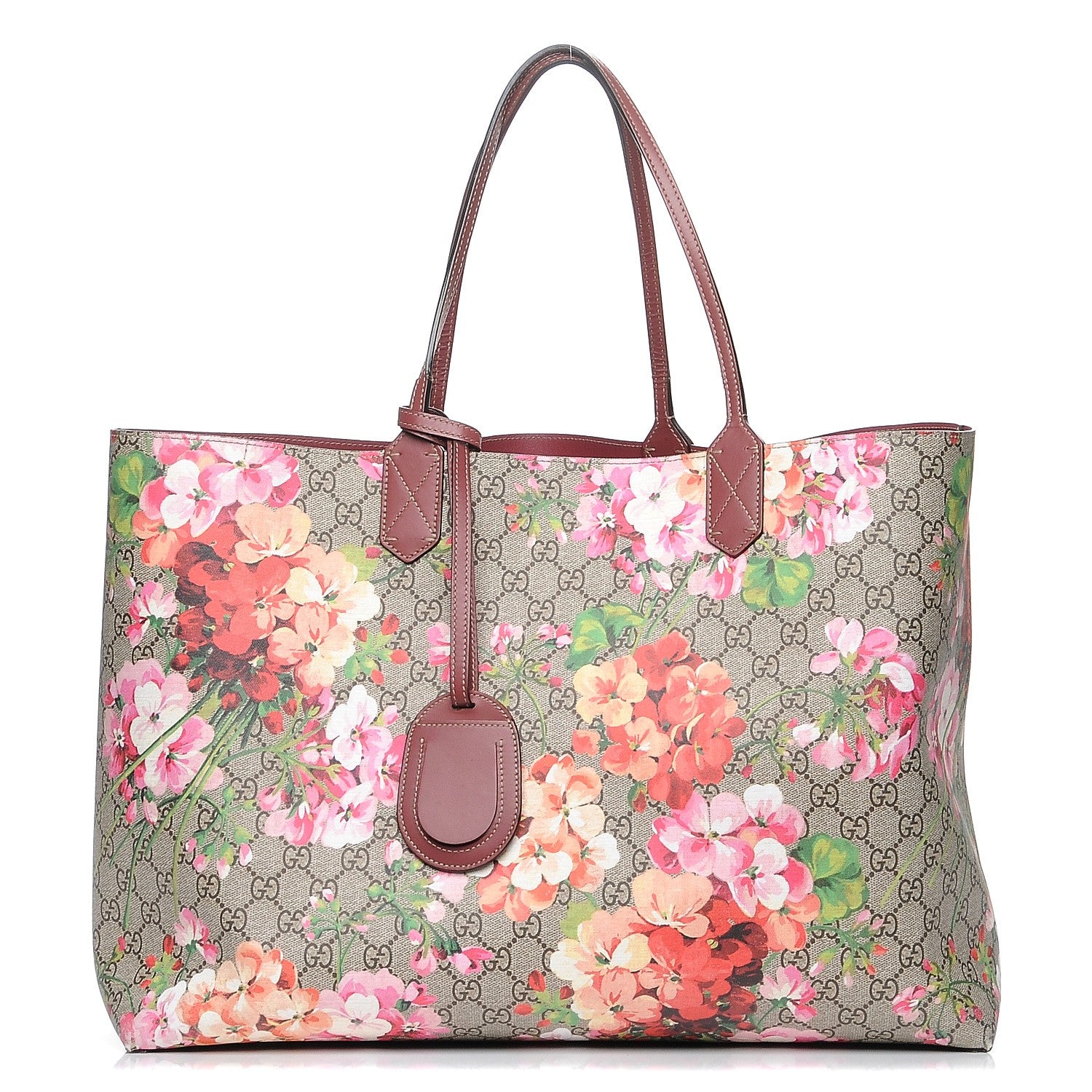 Gucci GG Supreme Monogram Blooms Large Reversible Tote Beige Multicolor Dry Rose 1 of 10