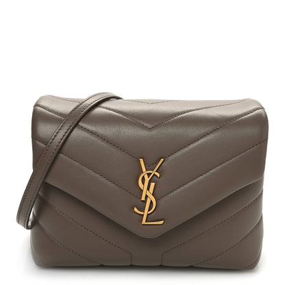 Saint Laurent Calfskin Y Quilted Monogram Toy Loulou Crossbody Bag Taupe 1 of 12