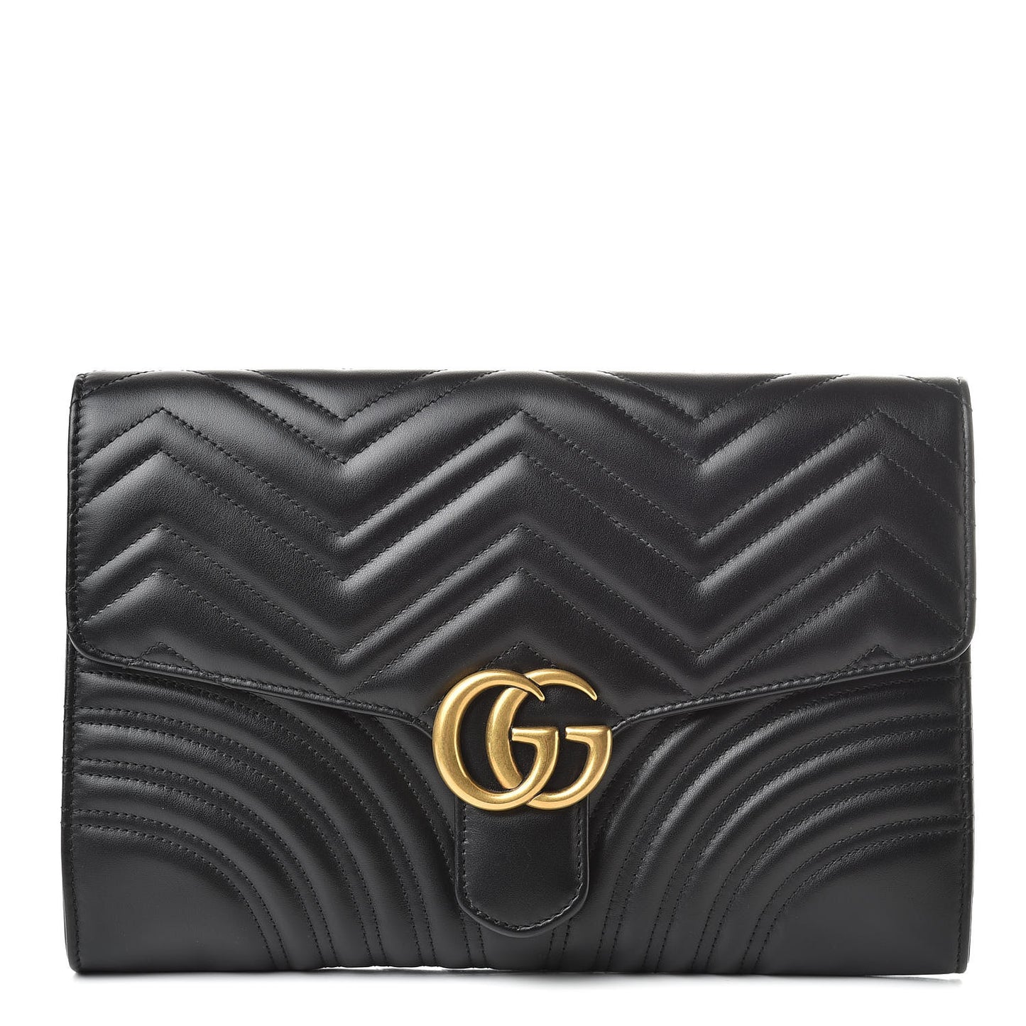 Calfskin Matelasse GG Marmont Clutch Black