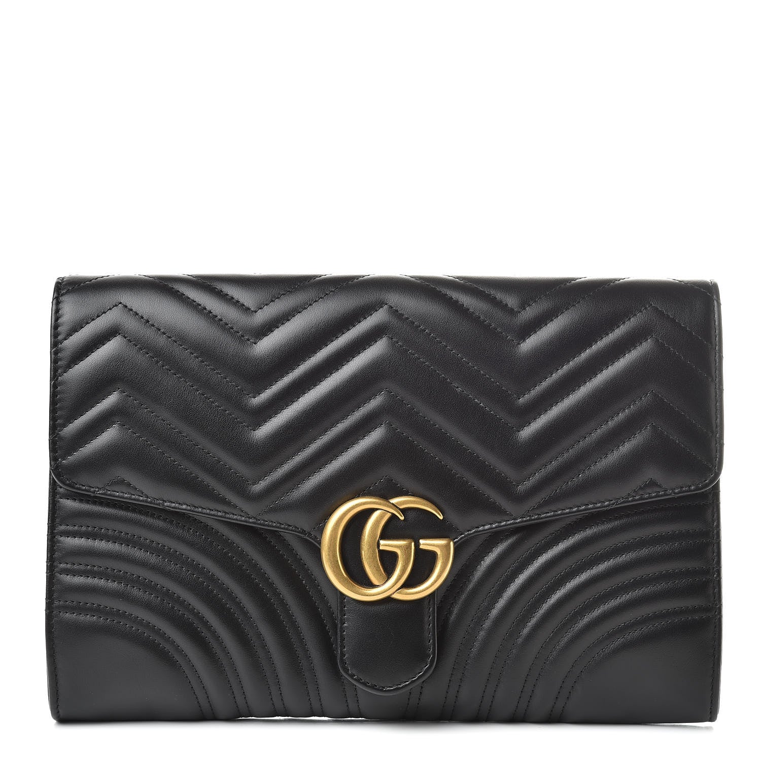 Gucci Calfskin Matelasse GG Marmont Clutch Black 1 of 10