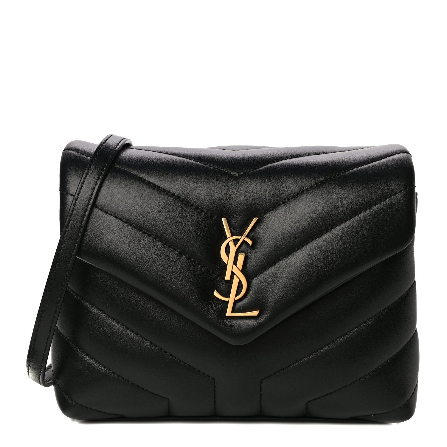 Saint Laurent Calfskin Y Quilted Monogram Toy Loulou Crossbody Bag Black 1 of 11