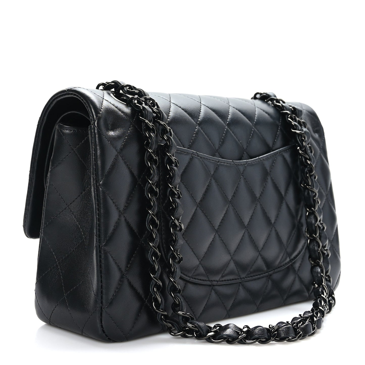 Lambskin Quilted Medium Double Flap So Black