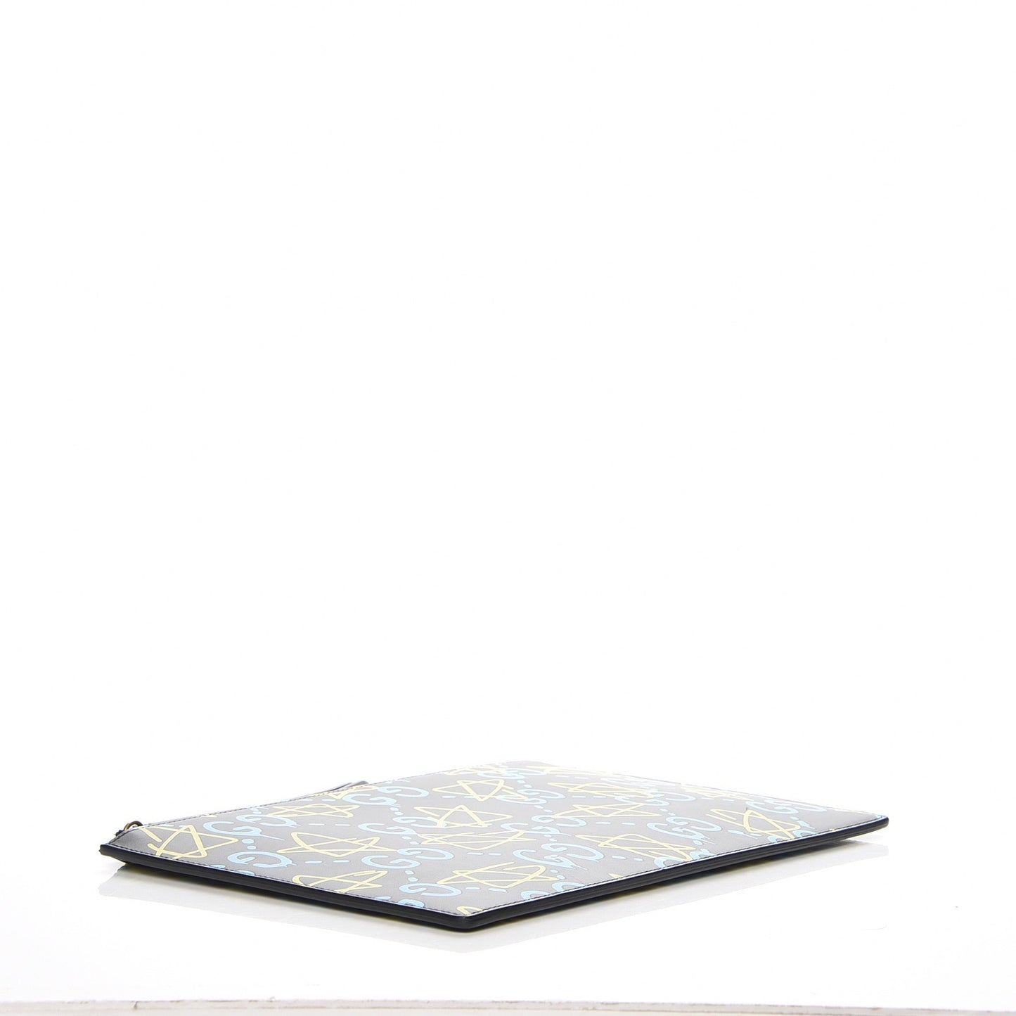 Calfskin GucciGhost Print Pouch Black New Acquamarine