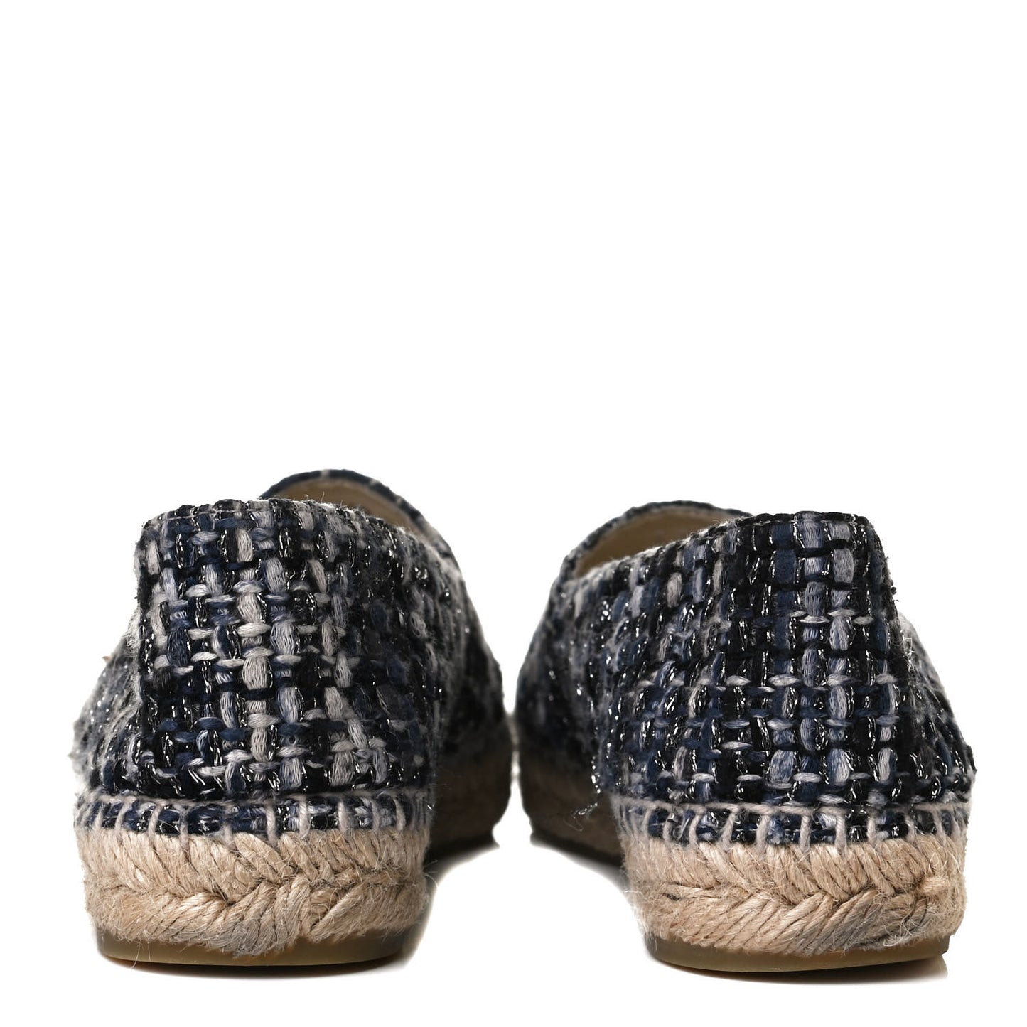 Metallic Tweed Lambskin CC Espadrilles 38 Blue Black Silver