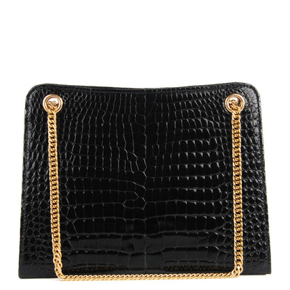 Gucci Shiny Crocodile Chain Tote Black 1 of 6