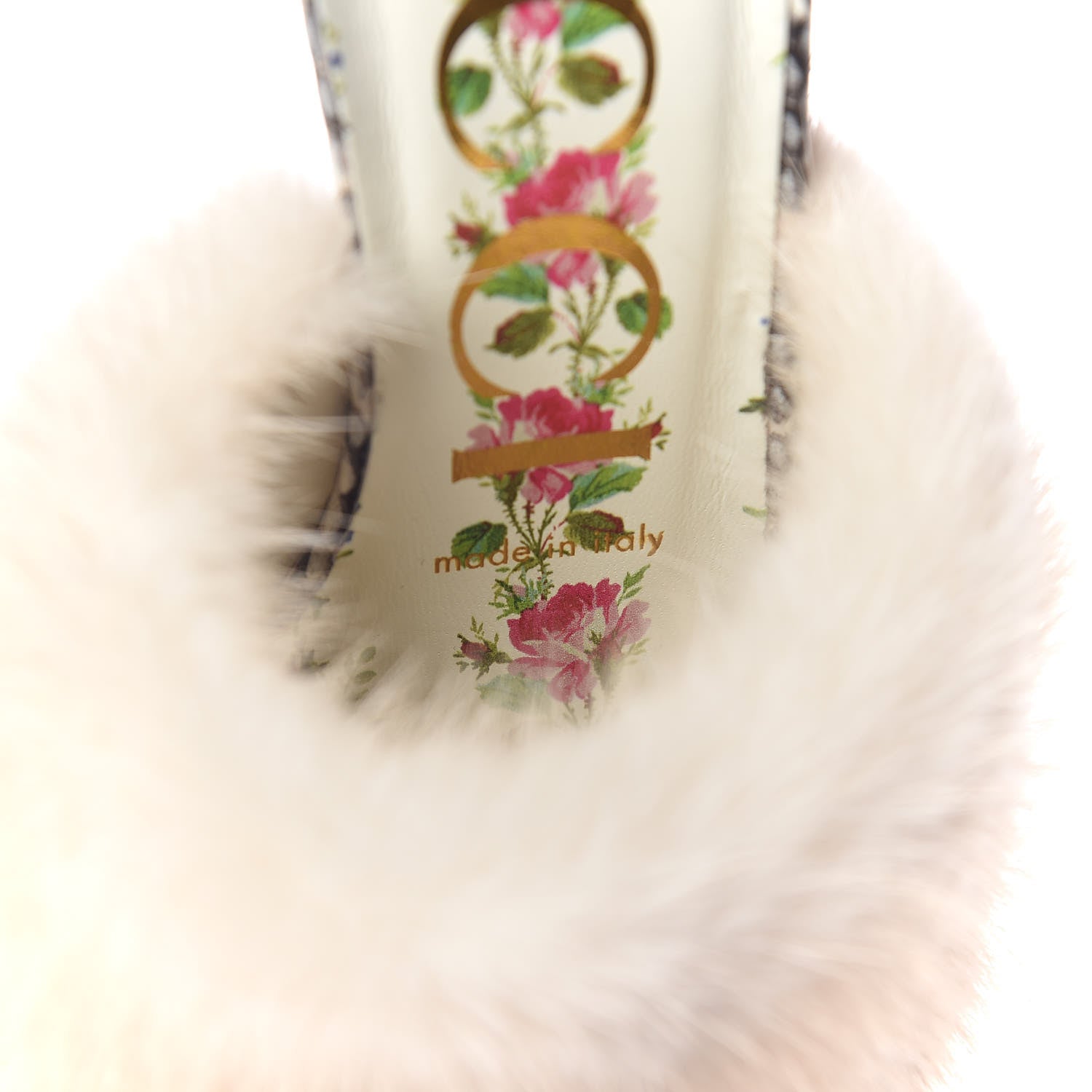 Gucci Snakeskin Fur Crystal Snake Candy Mules 36 Natural 8 of 9
