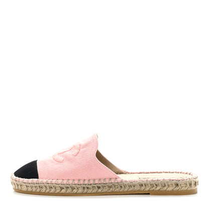 Chanel Denim CC Espadrille Mules 38 Pink Black 1 of 12