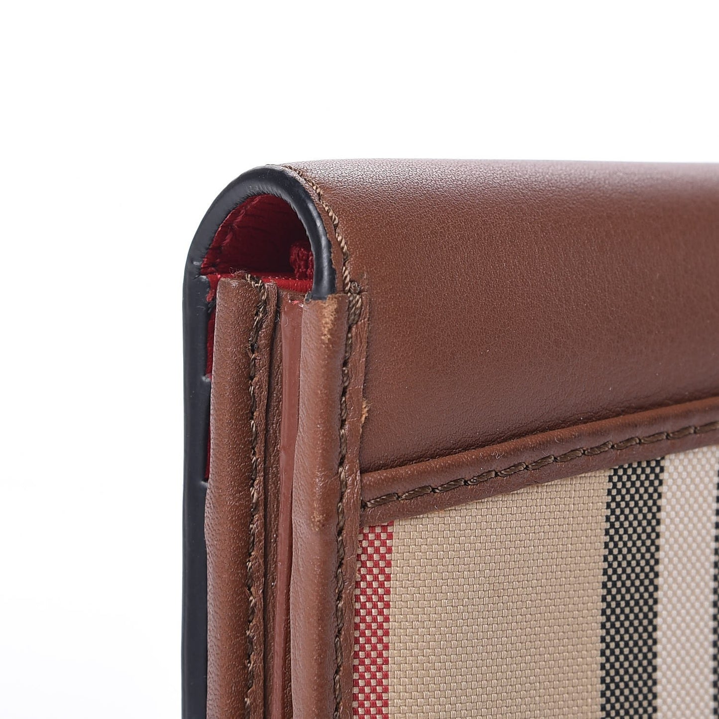 Grainy Calfskin House Check Continental Wallet Tan