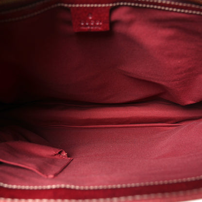 Gucci Canvas Horsebit Print Piston Lock Tote Red 5 of 10