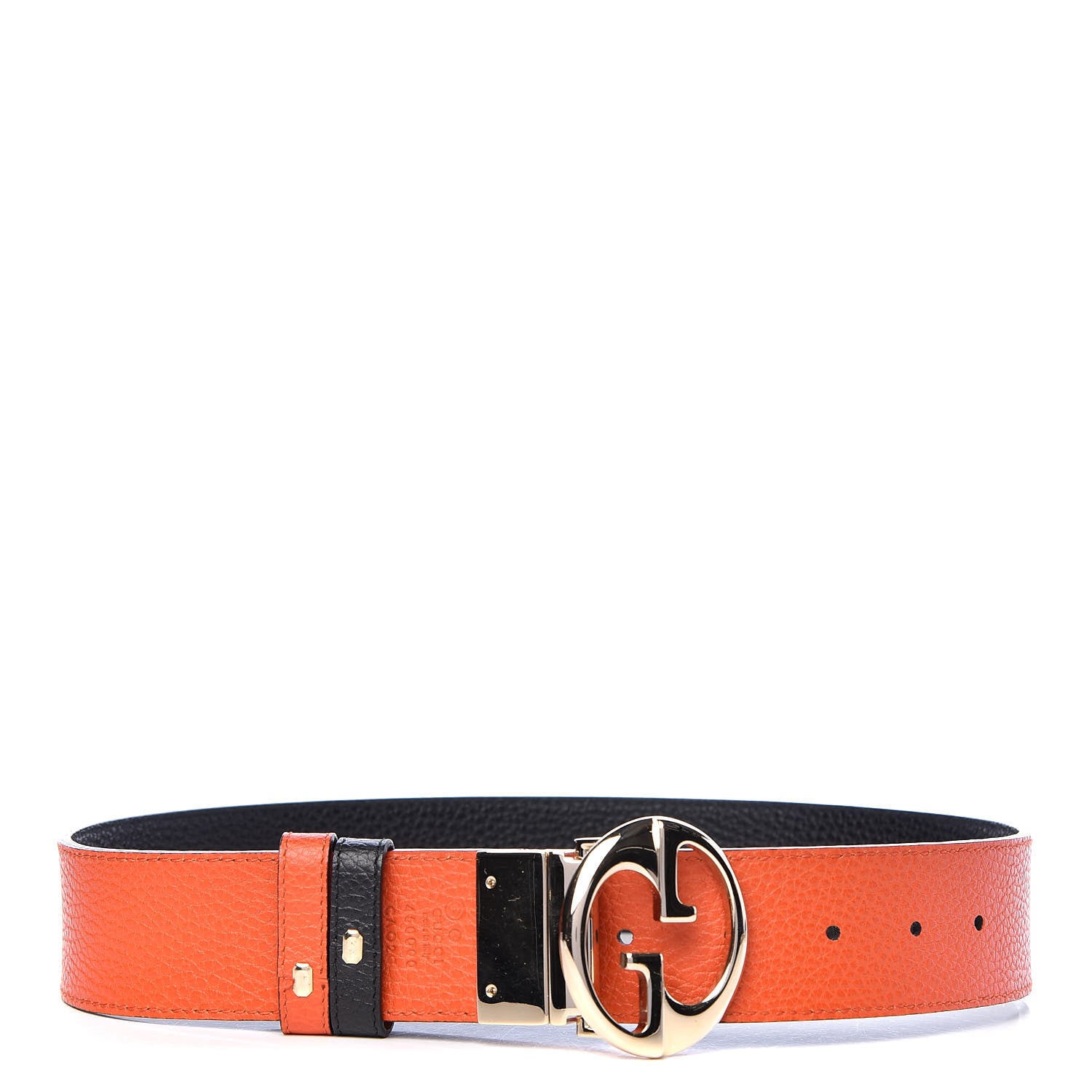 Gucci Calfskin 1973 Reversible Belt 70 28 Orange Black 3 of 7