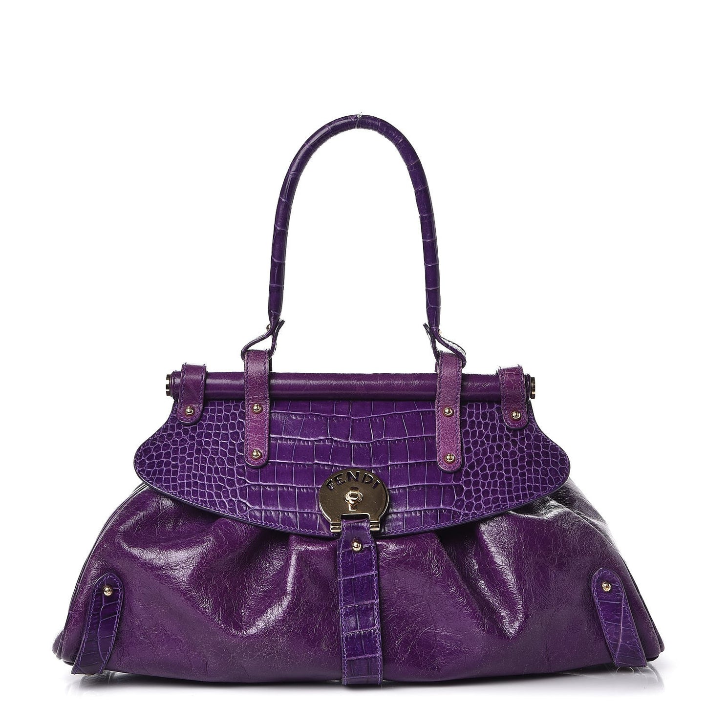 Lambskin Crocodile Embossed Medium Magic Bag Viola