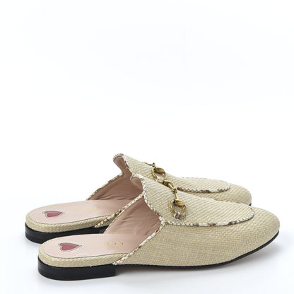 Gucci Straw Elaphe Womens Princetown Slippers 38 Natural Cream Brown 4 of 10