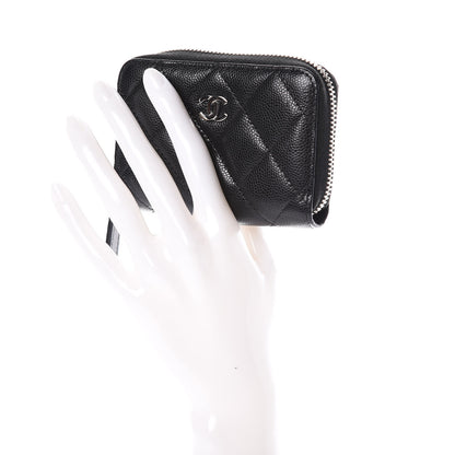 Chanel Caviar Quilted Zip Coin Purse Black 2 of 9