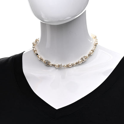 Chanel Metal Crystal Pearl CC Star Short Necklace Gold 2 of 6