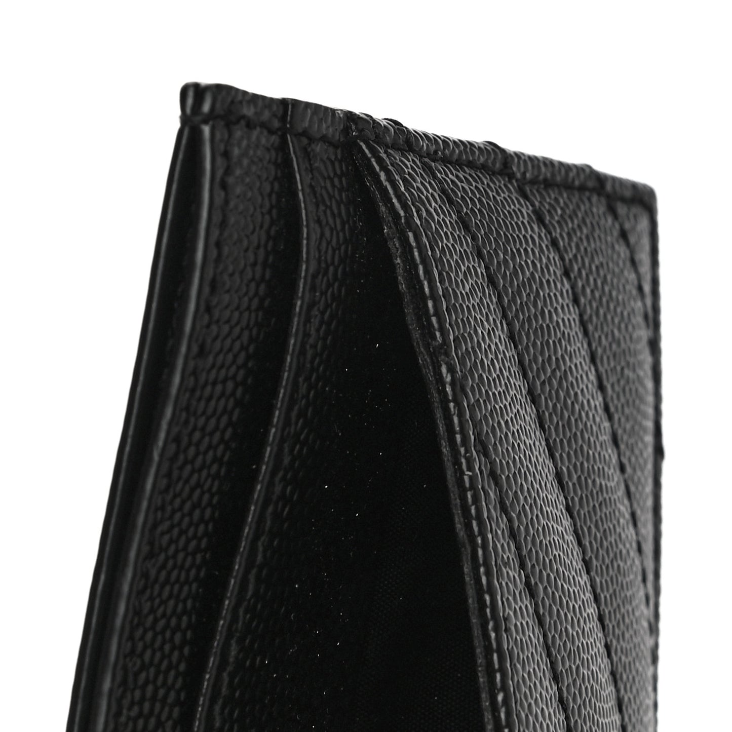 Grain De Poudre Matelasse Chevron Monogram Credit Card Case Black