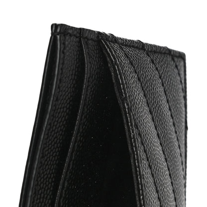 Saint Laurent Grain De Poudre Matelasse Chevron Monogram Credit Card Case Black 10 of 12