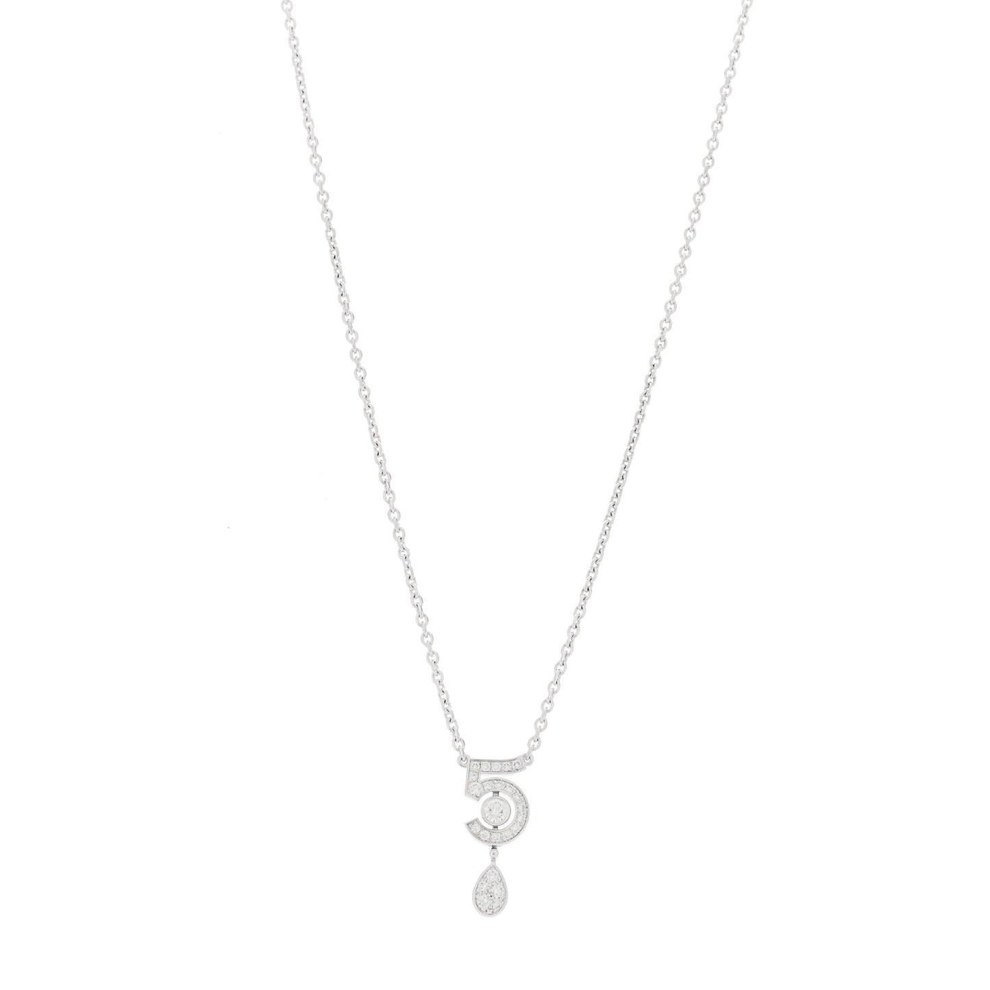 18K White Gold Diamond Eternal No 5 Necklace