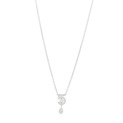 Chanel 18K White Gold Diamond Eternal No 5 Necklace 1 of 6