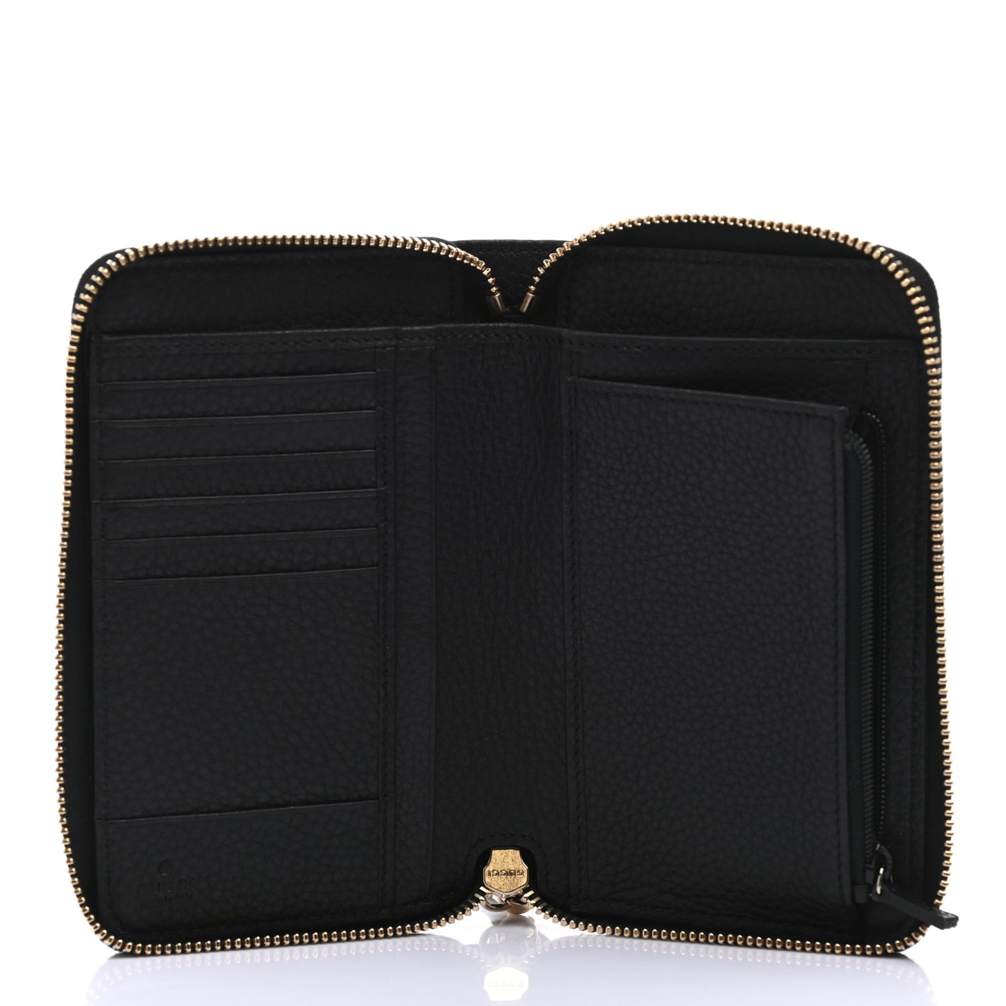 Pebbled Calfskin Medium Soho Zip Around Wallet Black