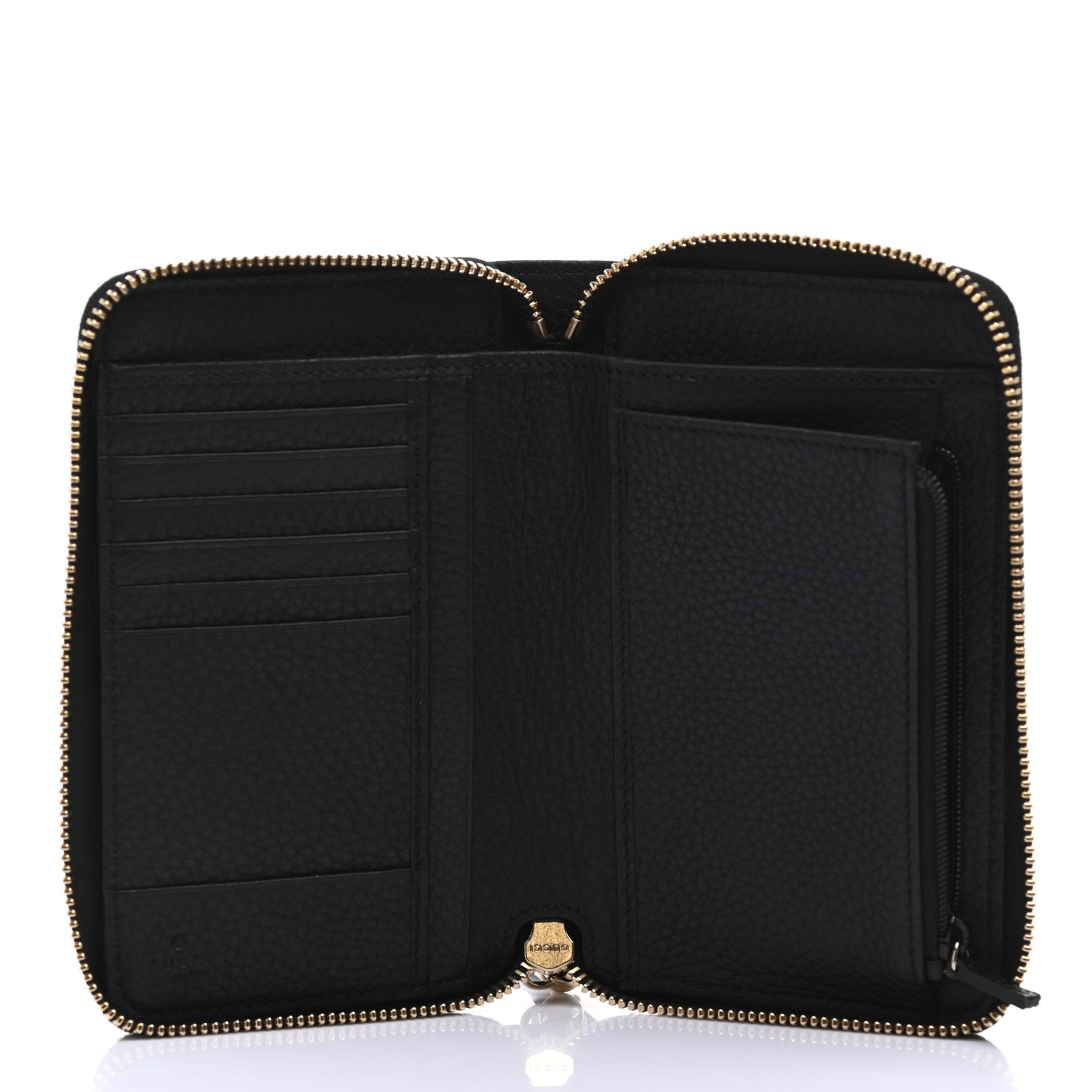 Gucci Pebbled Calfskin Medium Soho Zip Around Wallet Black 4 of 6