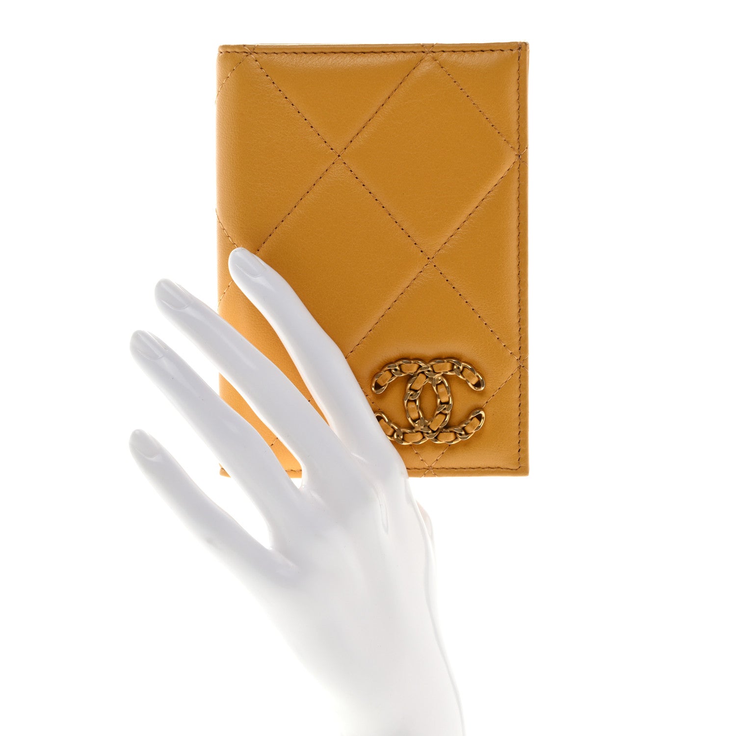 Chanel Lambskin Quilted Chanel 19 Passport Holder Yellow 2 of 7